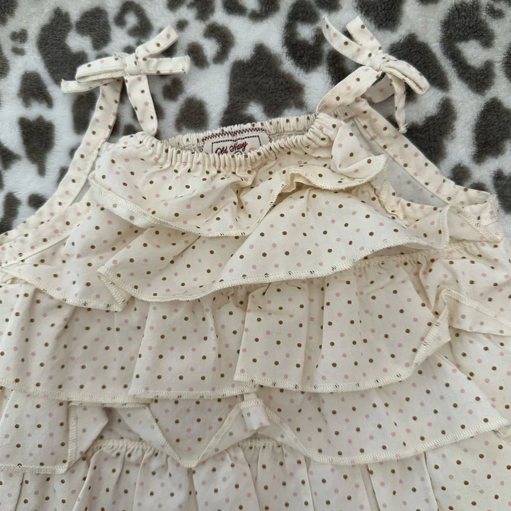 2006 Old Navy Polka Dot Ruffle Cami Tank Top in Cream Size 6-12 months
